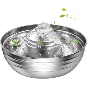 Cat Water Fountain Stainless Steel,2L/67oz Quiet Cat Fountain Water Bowl